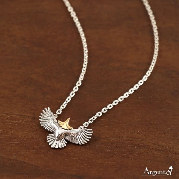 「鷹之霸主-迷你(18K金頭)」老鷹造型動物雕刻純銀墜|印地安系列推薦(單墜價) 老鷹項鍊