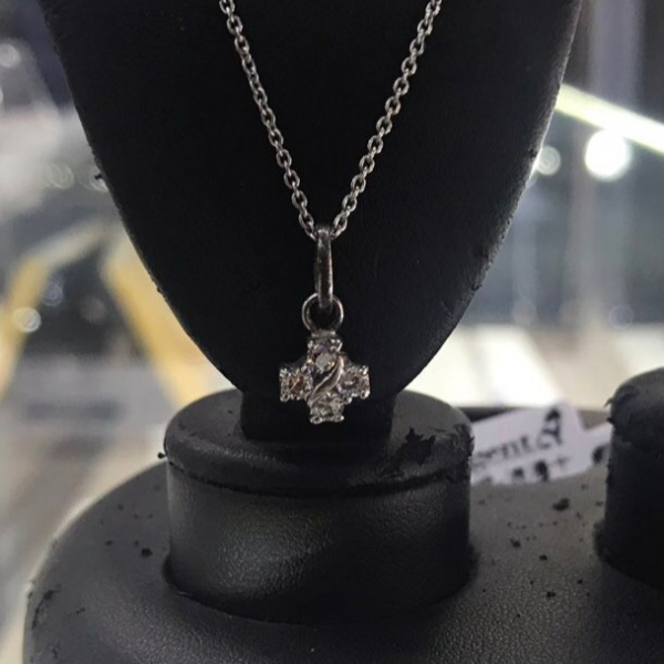 項鍊-浪漫十字(白K金)配1.5mm銀鍊 