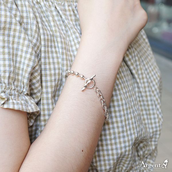 限定手鍊-5mm麻花珠珠手鍊(T字扣) 純銀手鍊