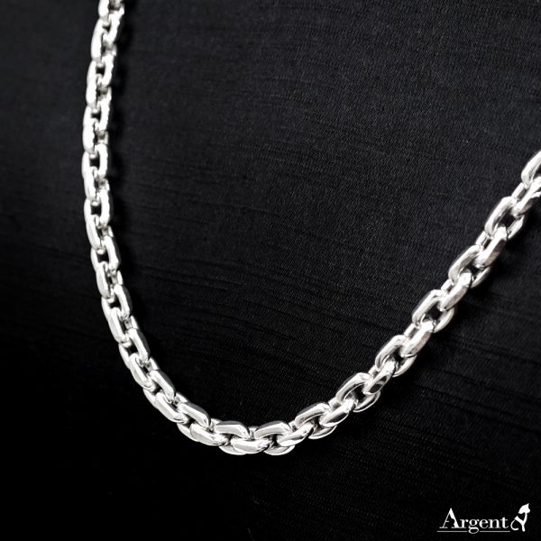 純銀單鍊-6mm「深鎖(T扣)」造型項鍊|925銀飾(單條價)(24吋) 男款銀鍊