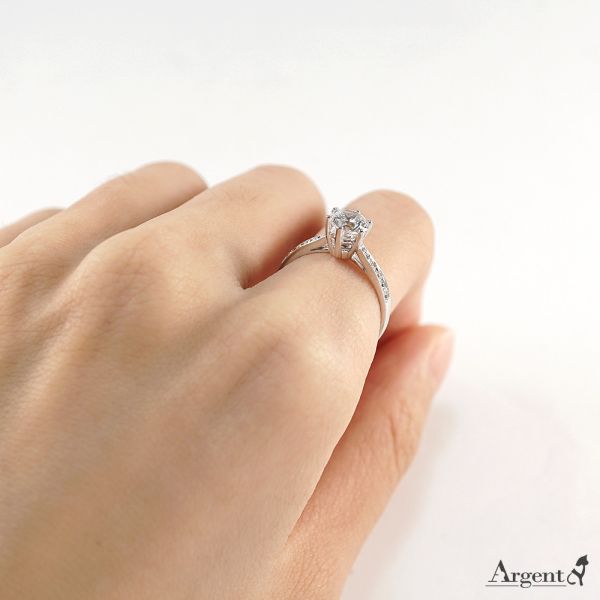 「永恆唯一」左右排鑽造型鑲嵌鑽純銀戒指|戒指推薦 求婚戒指