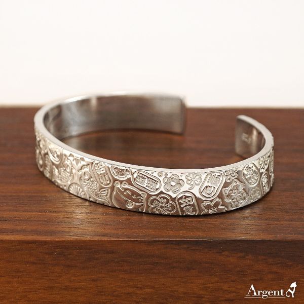 「吉言手環(單面圖/寬12mm)」純銀手環 純銀手環系列推薦(可加購刻字) 吉言手環