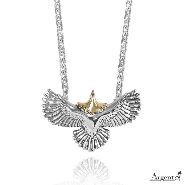 「鷹之霸主-迷你(18K金頭)」老鷹造型動物雕刻純銀墜|印地安系列推薦(單墜價) 老鷹項鍊