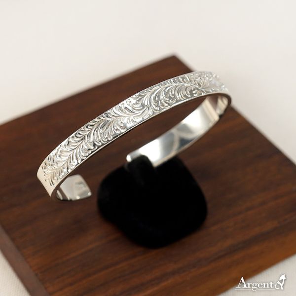 「唐草手環(單面圖/寬8mm)」純銀手環系列推薦(可加購刻字) 唐草手環