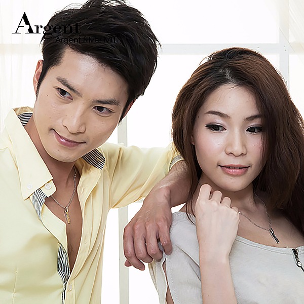 天生伴侶情人純銀對鍊|情侶對鍊推薦(一對價)拼起來中間是十字架 對鍊推薦