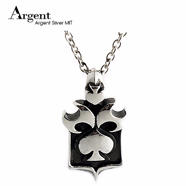 「黑桃心」配2.2mm銀鍊 造型純銀項鍊銀飾|銀項鍊推薦 銀項鍊推薦