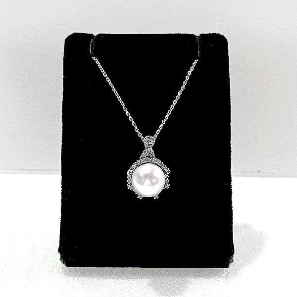 「花珍珠(銀鍍白K)」1.5mm鍊 造型純銀項鍊|珍珠項鍊推薦 