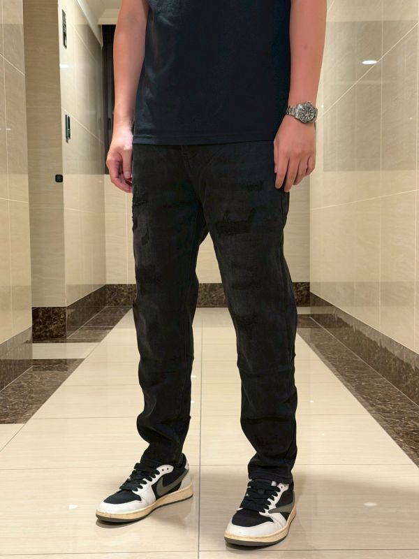 極簡風 黑武士 多刷破 直筒 高磅數 牛仔寬褲 極簡風 黑武士 多刷破 直筒 高磅數 牛仔寬褲
