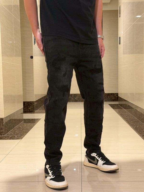 極簡風 黑武士 多刷破 直筒 高磅數 牛仔寬褲 極簡風 黑武士 多刷破 直筒 高磅數 牛仔寬褲