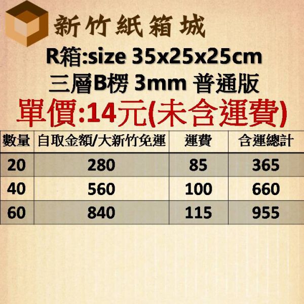 紙箱R號箱[35X25X25CM B楞普通款]，超商寄貨箱、宅配專用箱 新竹紙箱,超商紙箱,宅配紙箱,現成紙箱,定規紙箱,交貨便紙箱