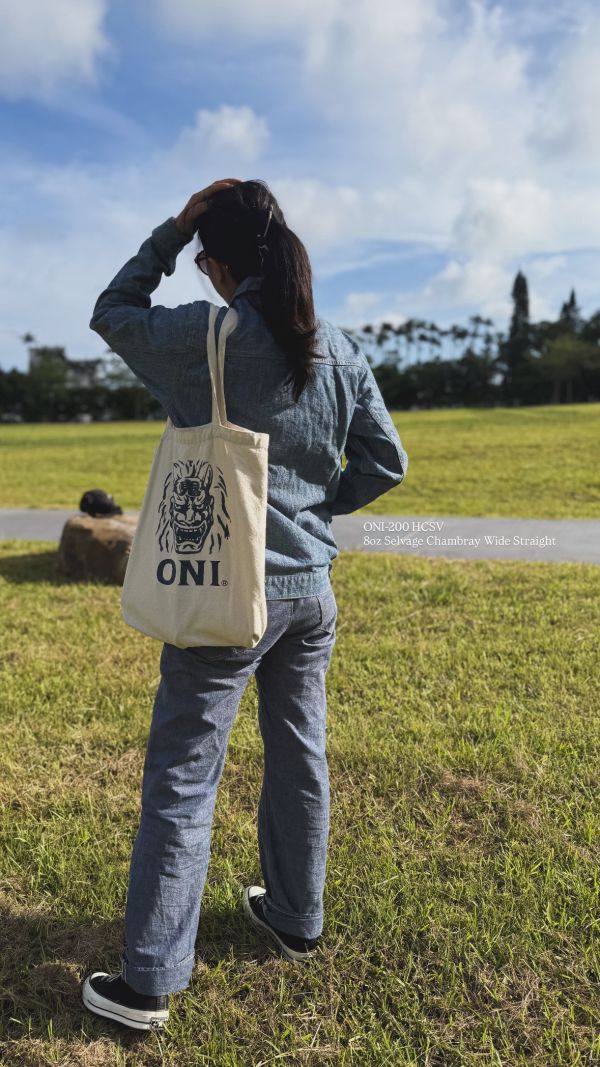 8oz 輕磅淺藍水手布寬直筒版型 