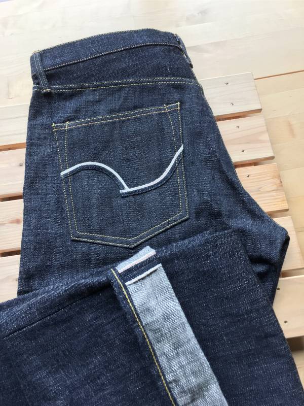 14oz 初代青鬼直筒丹寧 赤耳袋花 