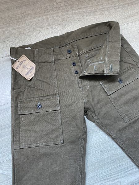 25oz 重磅硫化綠染 工裝褲 