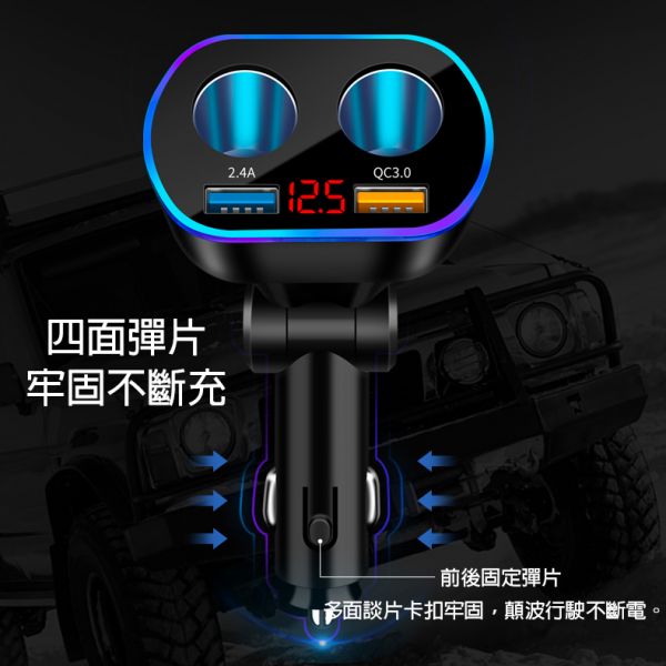 120W一拖二雙USB監控車充點煙孔 車充,點菸器,一拖二車充,1拖2車充,汽車用品,車內用品, 轎車用品,PDQC車充,PD充電,QC3.0充電.USB充電,車內充電器,