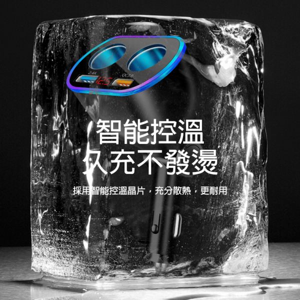120W一拖二雙USB監控車充點煙孔 車充,點菸器,一拖二車充,1拖2車充,汽車用品,車內用品, 轎車用品,PDQC車充,PD充電,QC3.0充電.USB充電,車內充電器,
