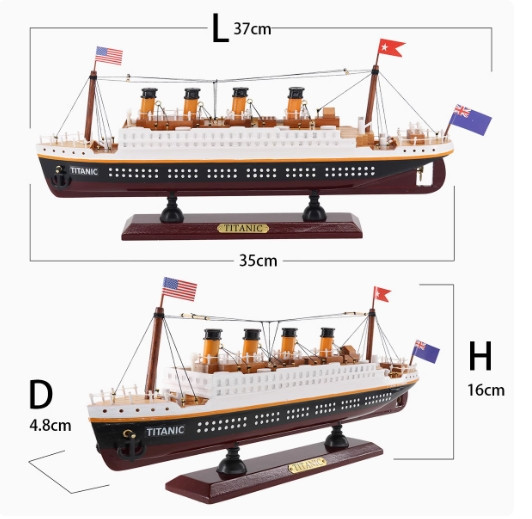 鐵達尼號 實木郵輪模型 地中海風格 家居裝飾品 擺件 