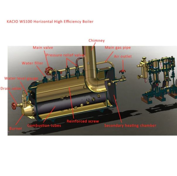 KACIO WS100L 850mL 模型船蒸汽機臥式蒸汽鍋爐 