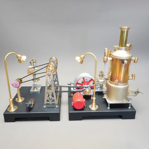 RETROL SE-03 工作型固定式磨坊蒸汽機模型套件，包含鍋爐、發電機和燈架 