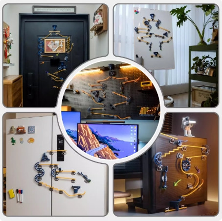 趣徑彈珠奇旅 滾珠軌道 磁吸 滾球雲霄飛車 冰箱貼 益智 