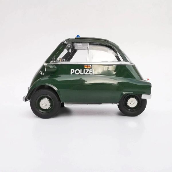 KENGFAI 1/12 BMW Isetta 合金警車模型玩具收藏 POLICE 黑綠色 1:12 