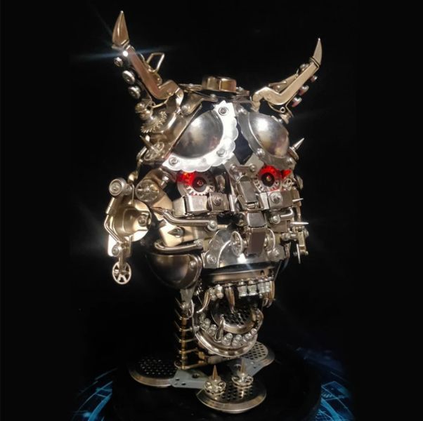 Hannya 3D DIY 蒸氣龐克 日本惡鬼面具 金屬組裝模型 