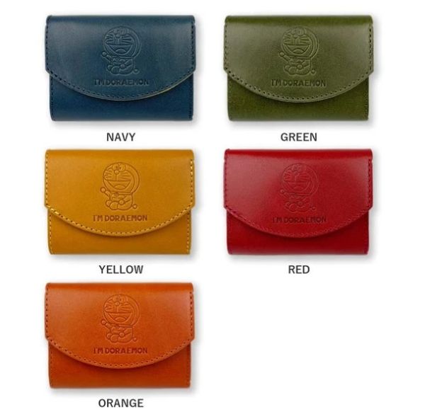 日本製造 三折皮夾 哆啦A夢 真皮 短夾 5色 