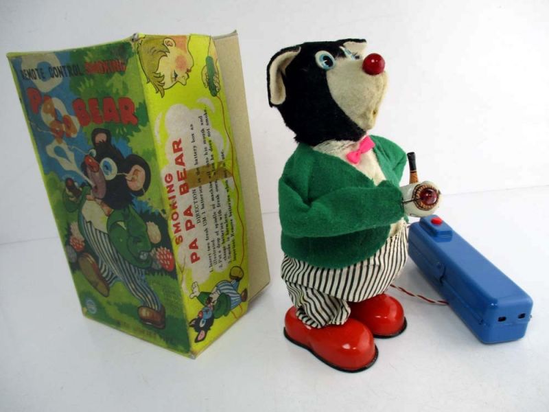 丸三商會 1960S 抽菸小熊 古董鐵皮玩具 