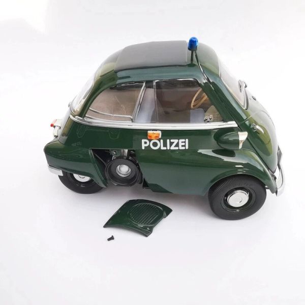 KENGFAI 1/12 BMW Isetta 合金警車模型玩具收藏 POLICE 黑綠色 1:12 