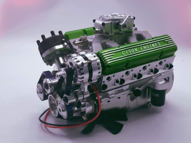 CISON V8迷你引擎 44CC 1/6 比例 水冷 4行程 8 缸汽油引擎 V8 引擎模型套件 