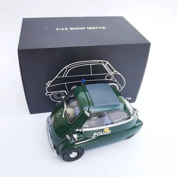 KENGFAI 1/12 BMW Isetta 合金警車模型玩具收藏 POLICE 黑綠色 1:12 