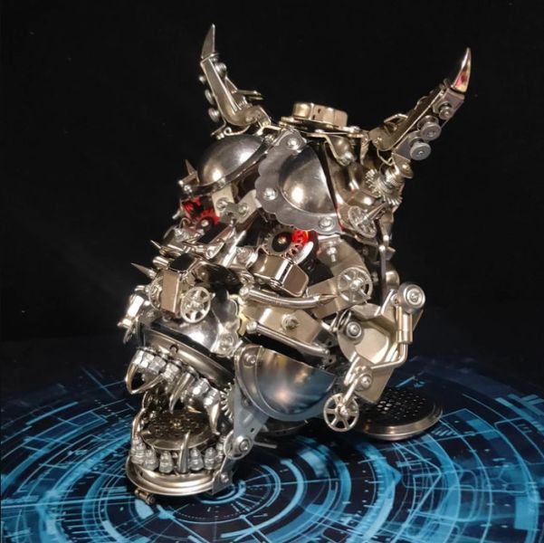 Hannya 3D DIY 蒸氣龐克 日本惡鬼面具 金屬組裝模型 