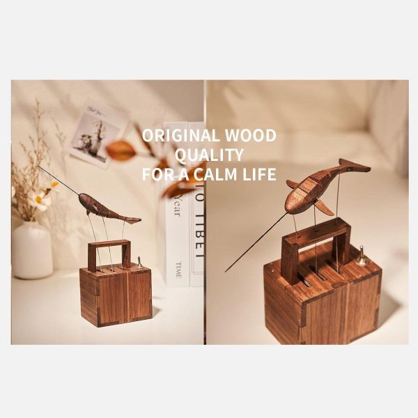 木製鯨魚音樂盒動態模型 