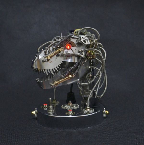 3D 金屬蒸氣龐克 移動機械恐龍頭 模型套件 - 180 件+ 