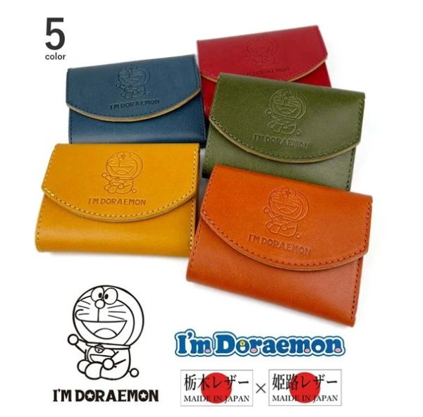 日本製造 三折皮夾 哆啦A夢 真皮 短夾 5色 