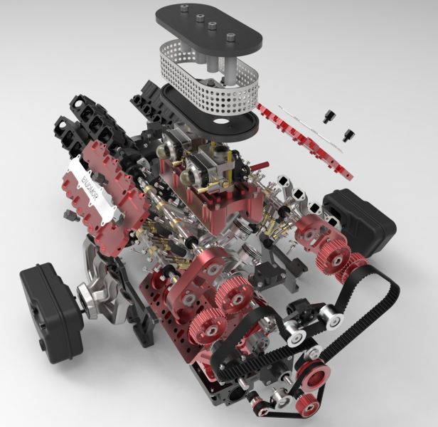 V8 GS-V8 78CC DOHC 四行程 V 型八缸水冷式電動汽油內燃機模型 - 可發動的 V8 引擎模型 