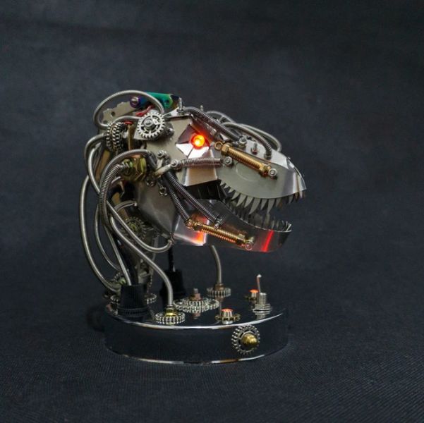 3D 金屬蒸氣龐克 移動機械恐龍頭 模型套件 - 180 件+ 