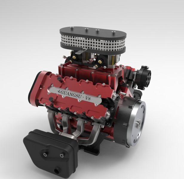 V8 GS-V8 78CC DOHC 四行程 V 型八缸水冷式電動汽油內燃機模型 - 可發動的 V8 引擎模型 