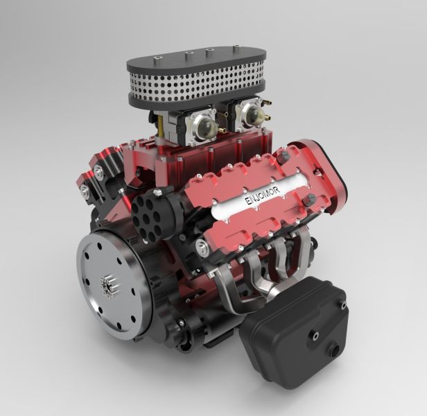 V8 GS-V8 78CC DOHC 四行程 V 型八缸水冷式電動汽油內燃機模型 - 可發動的 V8 引擎模型 