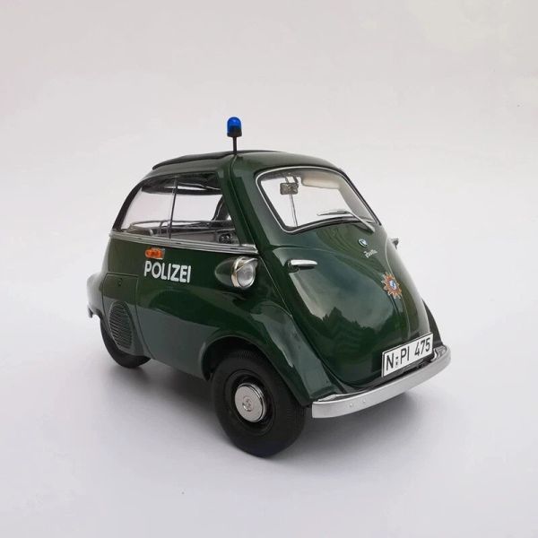 KENGFAI 1/12 BMW Isetta 合金警車模型玩具收藏 POLICE 黑綠色 1:12 