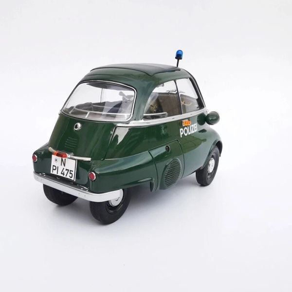 KENGFAI 1/12 BMW Isetta 合金警車模型玩具收藏 POLICE 黑綠色 1:12 