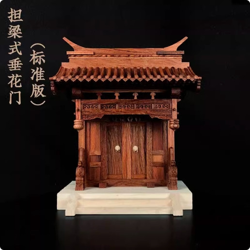 古建奇譚 巴西花梨實 木鬥拱 四合院垂花門 古建築模型 榫接結構 