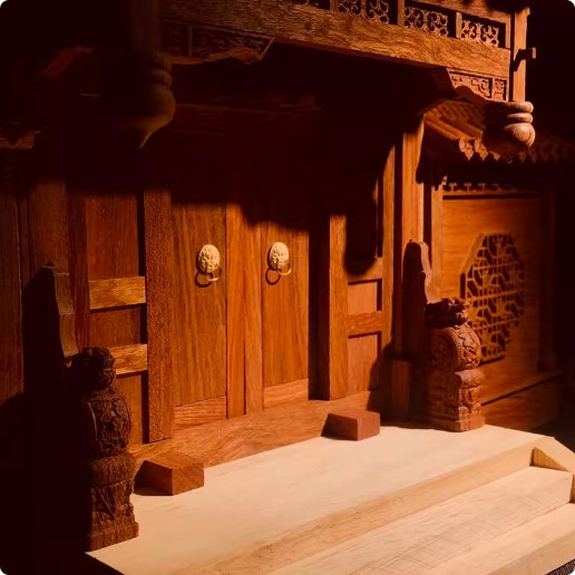 古建奇譚 巴西花梨實 木鬥拱 四合院垂花門 古建築模型 榫接結構 