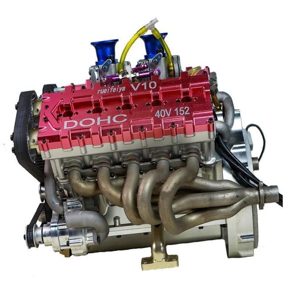 限量生產 RUIFEIYA 1:4 比例 V10 汽油引擎機型 - 150cc DOHC 40汽門四行程 三環水冷內燃機 