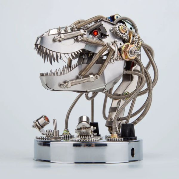 3D 金屬蒸氣龐克 移動機械恐龍頭 模型套件 - 180 件+ 
