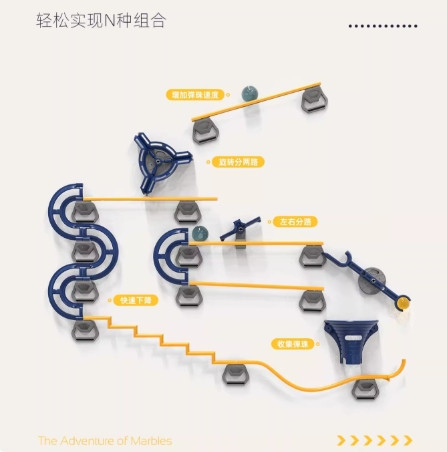 趣徑彈珠奇旅 滾珠軌道 磁吸 滾球雲霄飛車 冰箱貼 益智 