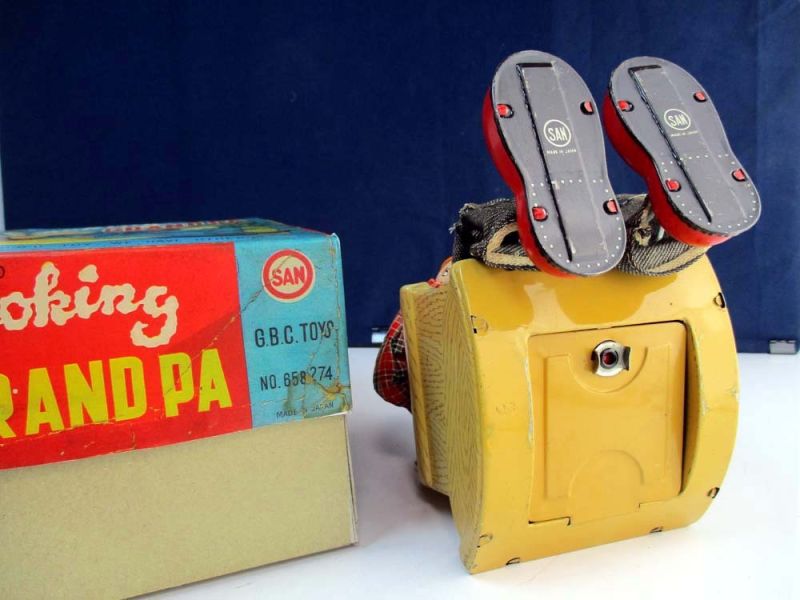 古董鐵皮玩具 丸三商會 1950年代 吸煙爺爺 