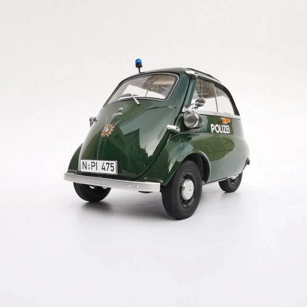 KENGFAI 1/12 BMW Isetta 合金警車模型玩具收藏 POLICE 黑綠色 1:12 