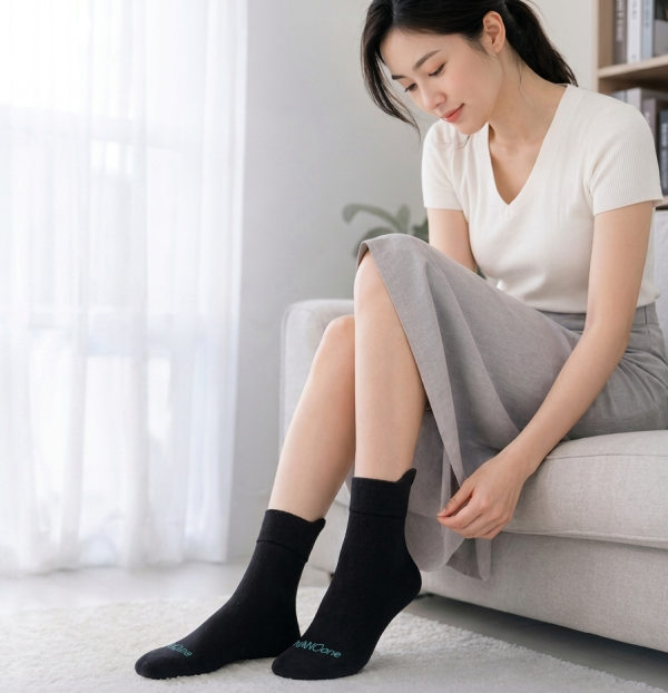 負離子休閒無痕襪_黑 (適合腳長:23~28cm) 經痛,舒緩經痛,月經,內褲,負離子內褲