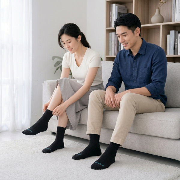 負離子休閒無痕襪_黑 (適合腳長:23~28cm) 經痛,舒緩經痛,月經,內褲,負離子內褲