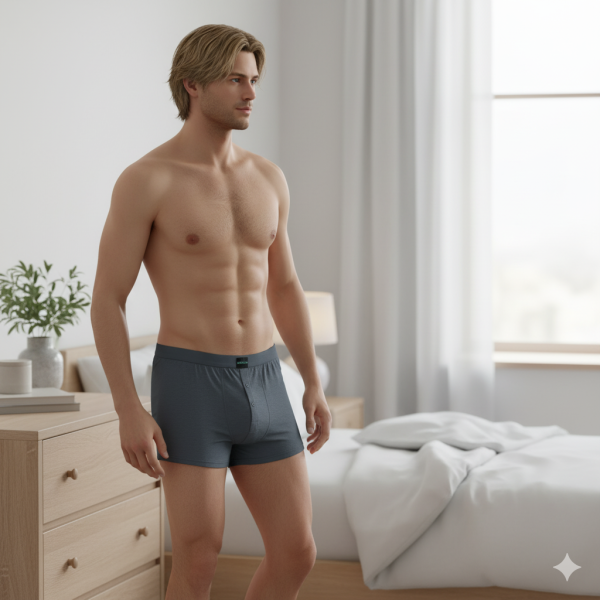 6109前扣合身負離子男內褲_平口四角_短版_黑/灰 經痛,舒緩經痛,月經,內褲,負離子內褲